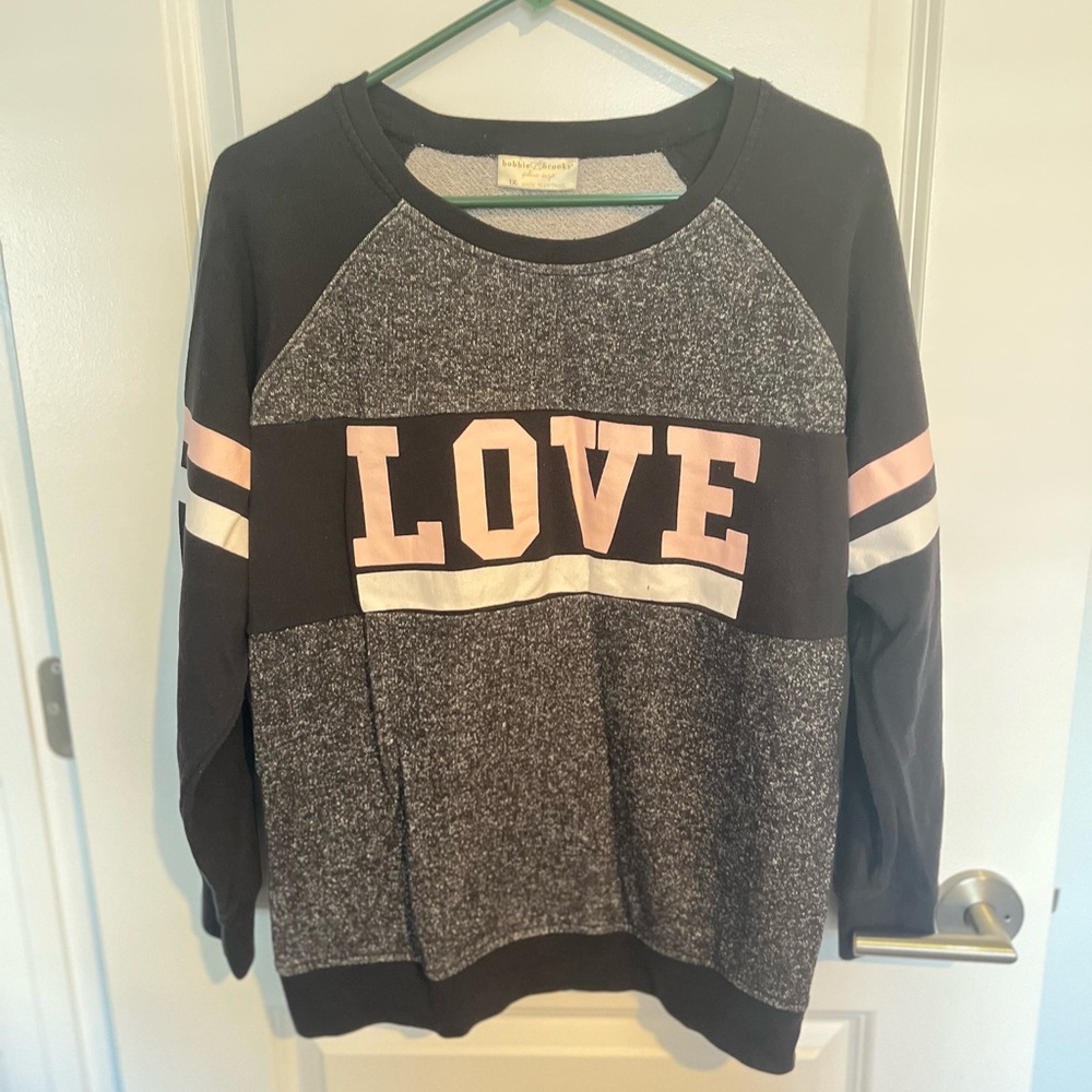 Bobbie Brooks Black and Gray LOVE Sweater
